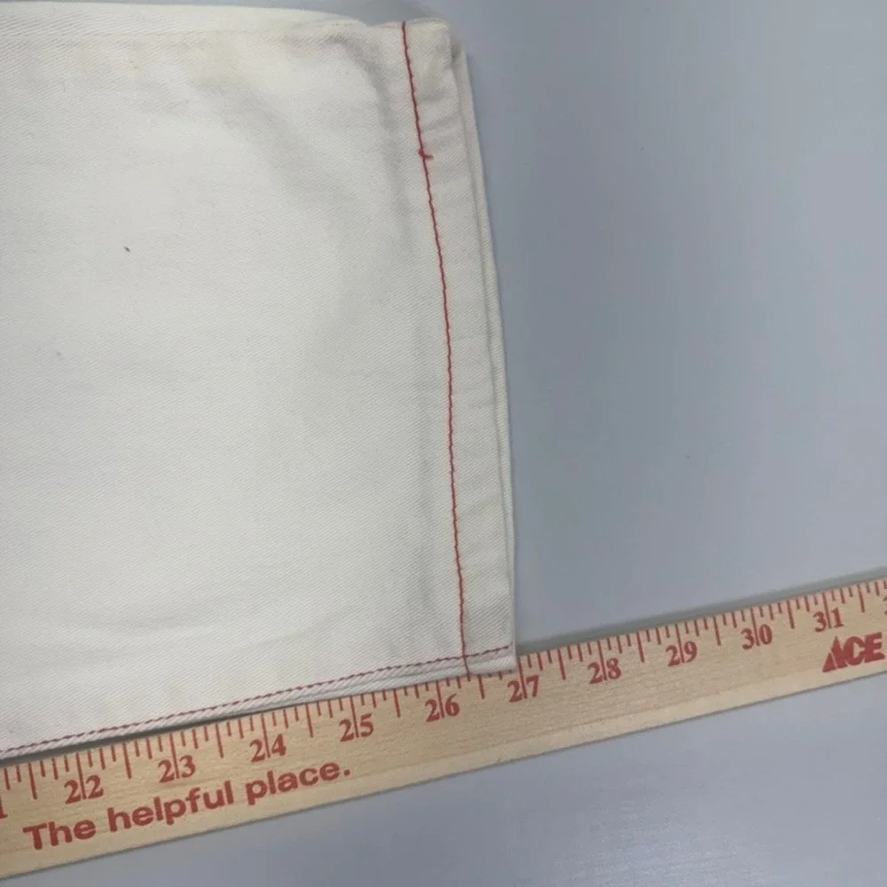 True Religion Ricky Relaxed Straight White Red Stitch Jeans Mens 38 x 27